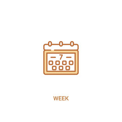week concept 2 colored icon. simple line element illustration. outline brown week symbol. can be used for web and mobile ui/ux.