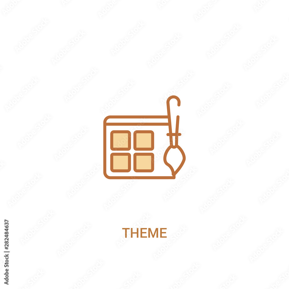 Poster theme concept 2 colored icon. simple line element illustration. outline brown theme symbol. can be u
