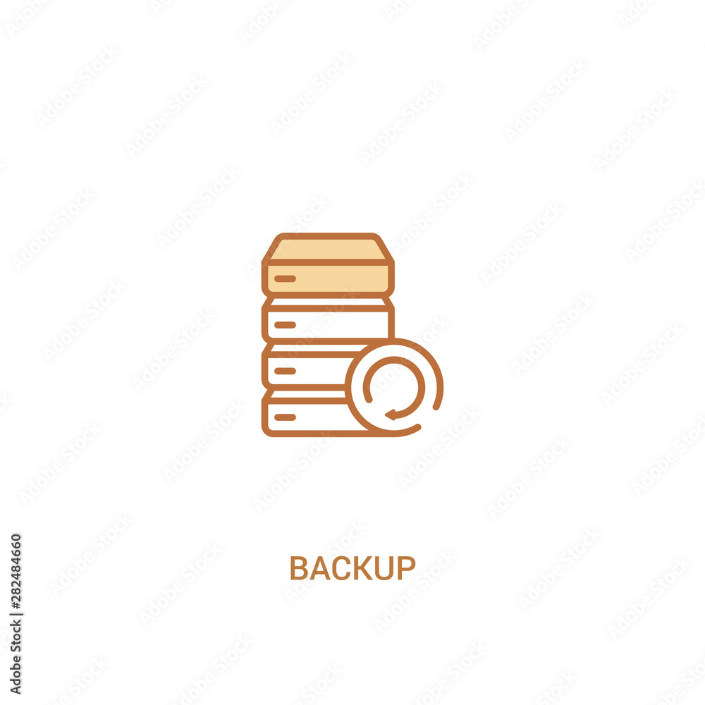 Poster backup concept 2 colored icon. simple line element illustration. outline brown backup symbol. can be
