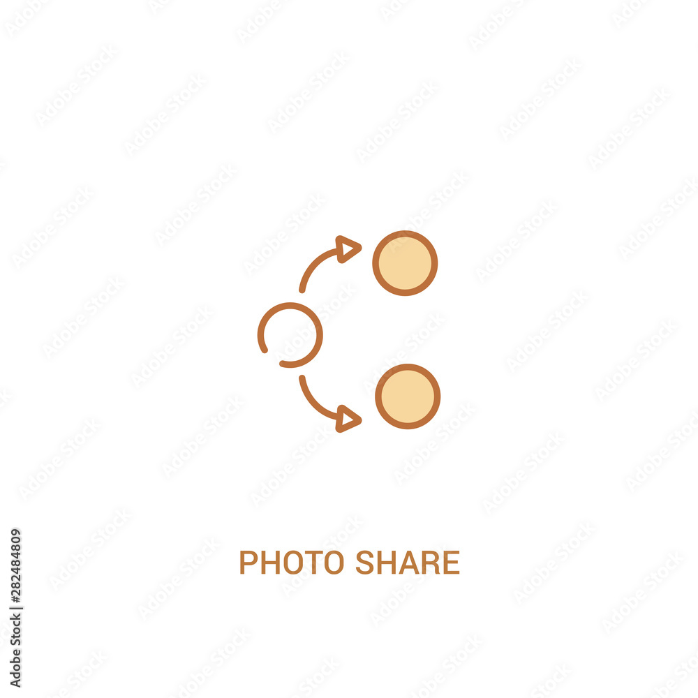 Poster photo share concept 2 colored icon. simple line element illustration. outline brown photo share symb