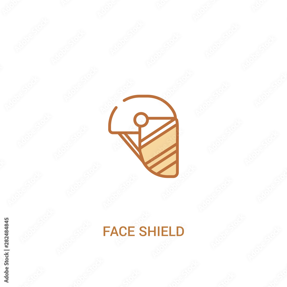 Poster face shield concept 2 colored icon. simple line element illustration. outline brown face shield symb