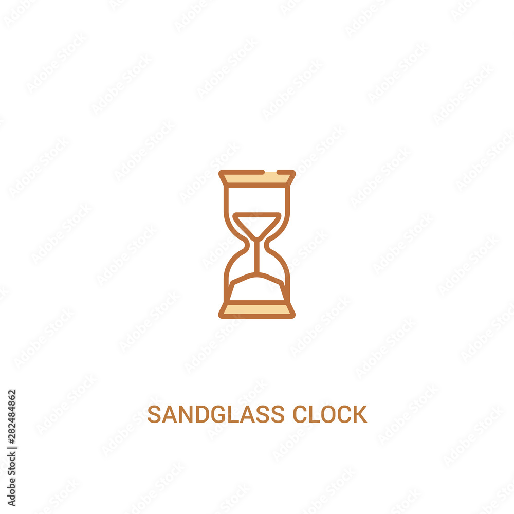 Poster sandglass clock concept 2 colored icon. simple line element illustration. outline brown sandglass cl