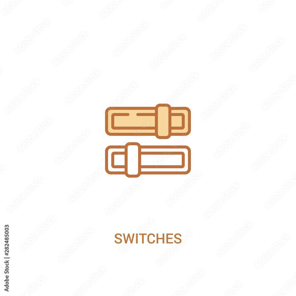 Aufkleber switches concept 2 colored icon. simple line element illustration. outline brown switches symbol. ca