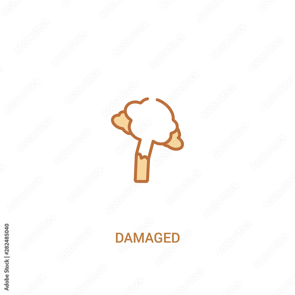 Poster damaged concept 2 colored icon. simple line element illustration. outline brown damaged symbol. can 