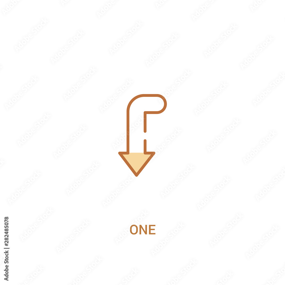 Poster one concept 2 colored icon. simple line element illustration. outline brown one symbol. can be used 