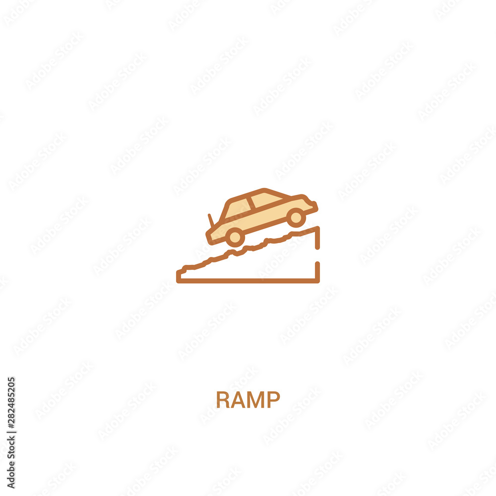 Poster ramp concept 2 colored icon. simple line element illustration. outline brown ramp symbol. can be use