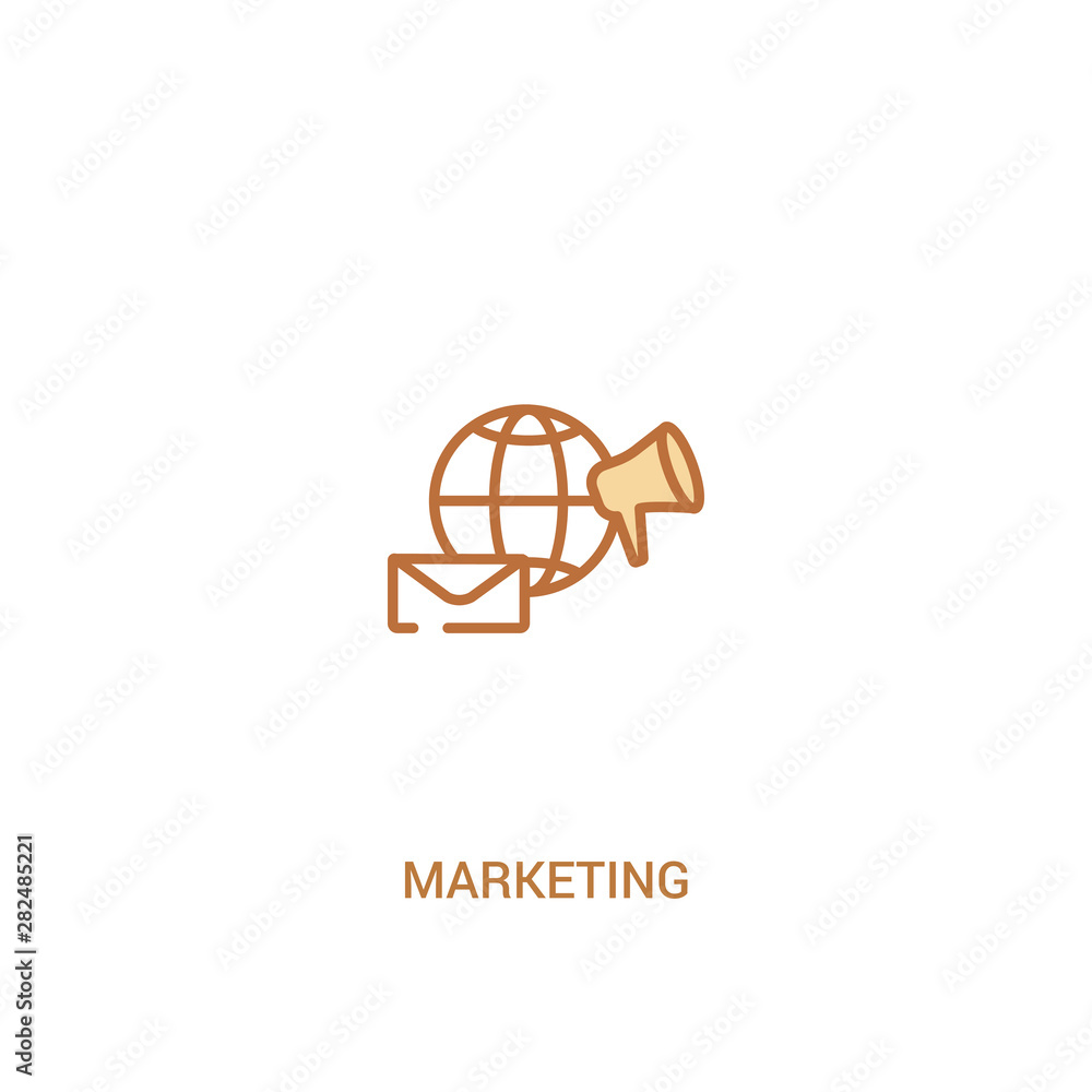 Poster marketing concept 2 colored icon. simple line element illustration. outline brown marketing symbol. 
