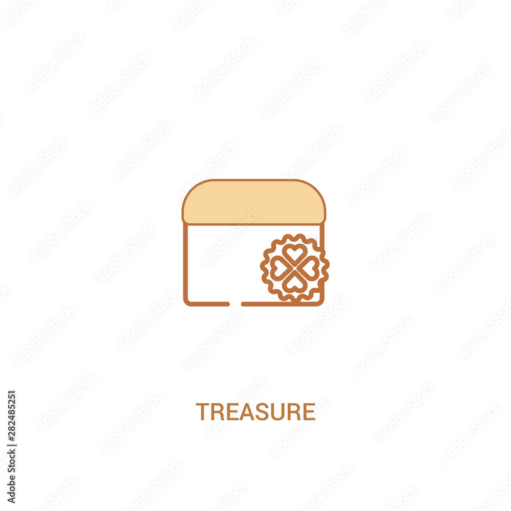 Poster treasure concept 2 colored icon. simple line element illustration. outline brown treasure symbol. ca