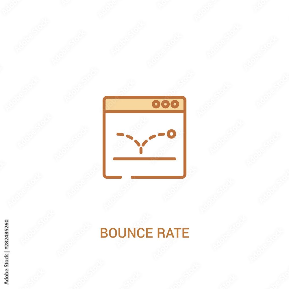 Poster bounce rate concept 2 colored icon. simple line element illustration. outline brown bounce rate symb