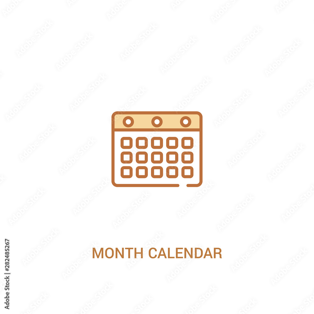 Poster month calendar concept 2 colored icon. simple line element illustration. outline brown month calenda