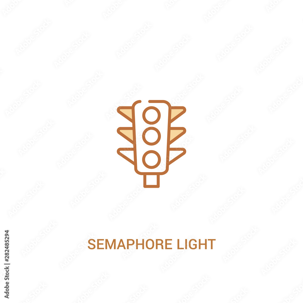 Poster semaphore light concept 2 colored icon. simple line element illustration. outline brown semaphore li