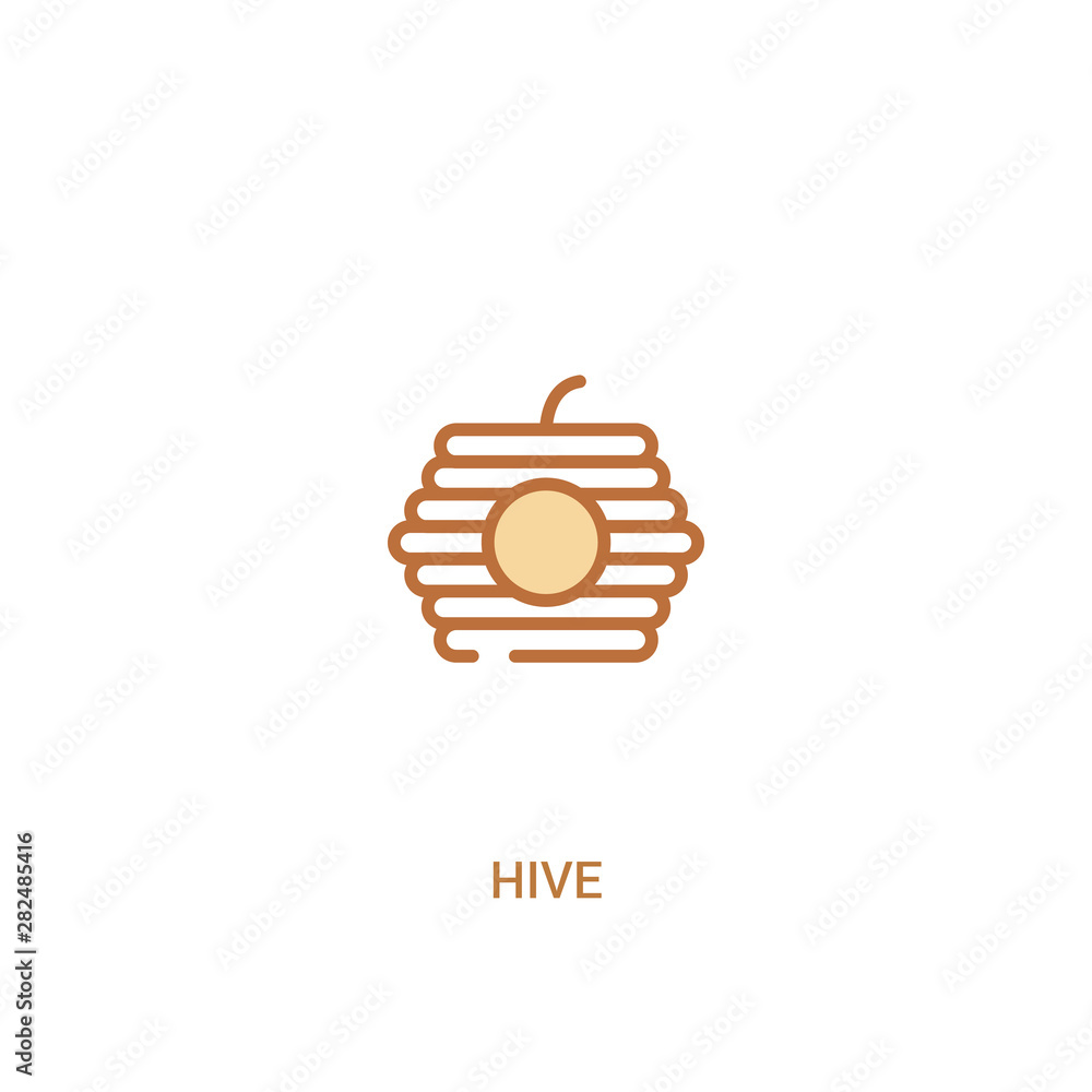 Poster hive concept 2 colored icon. simple line element illustration. outline brown hive symbol. can be use