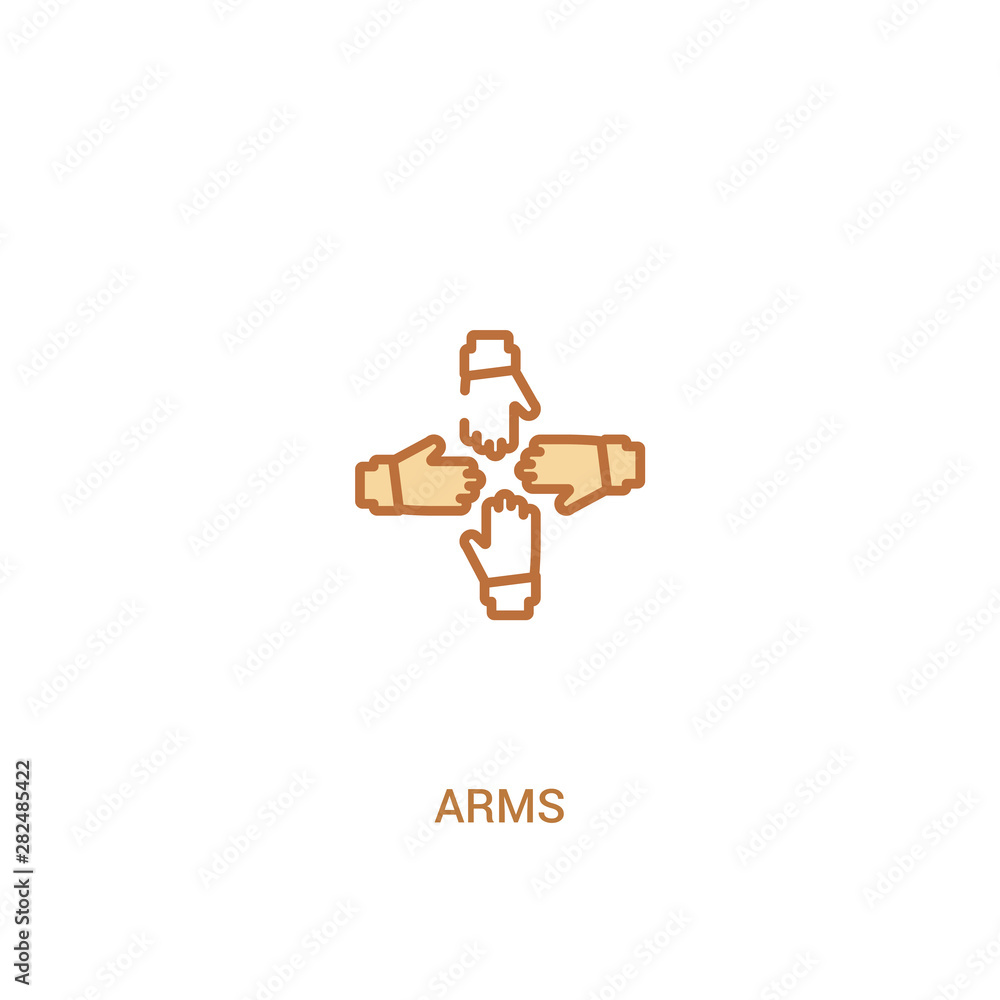 Poster arms concept 2 colored icon. simple line element illustration. outline brown arms symbol. can be use