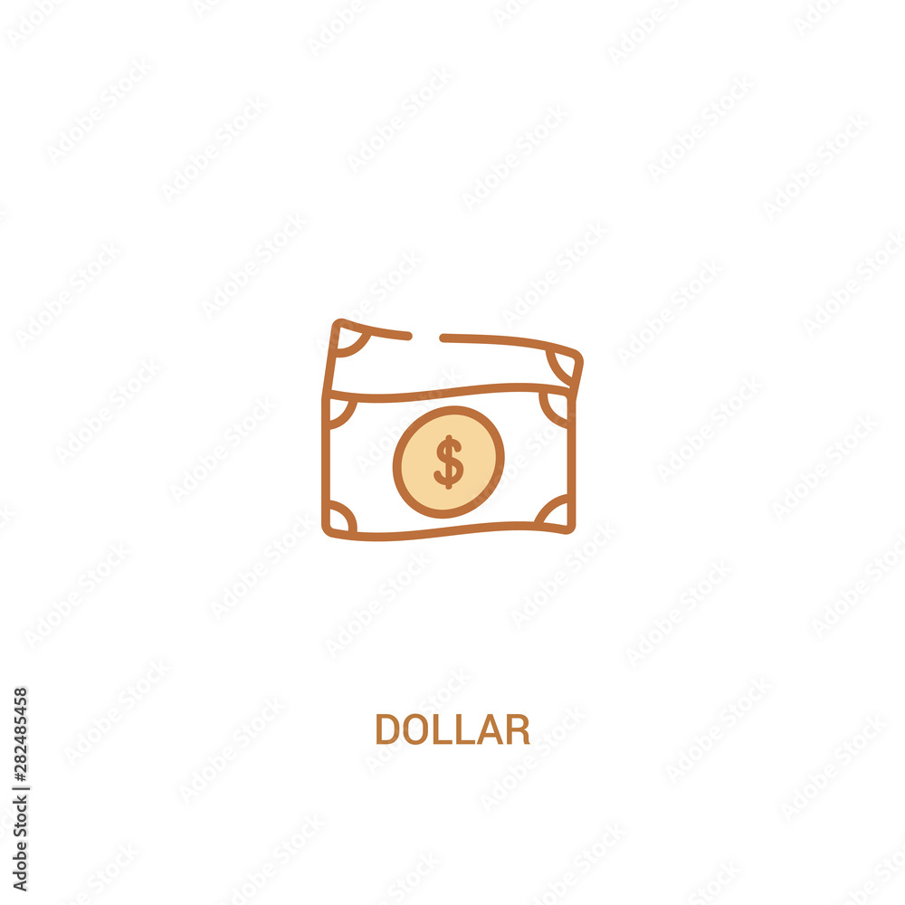Poster dollar concept 2 colored icon. simple line element illustration. outline brown dollar symbol. can be