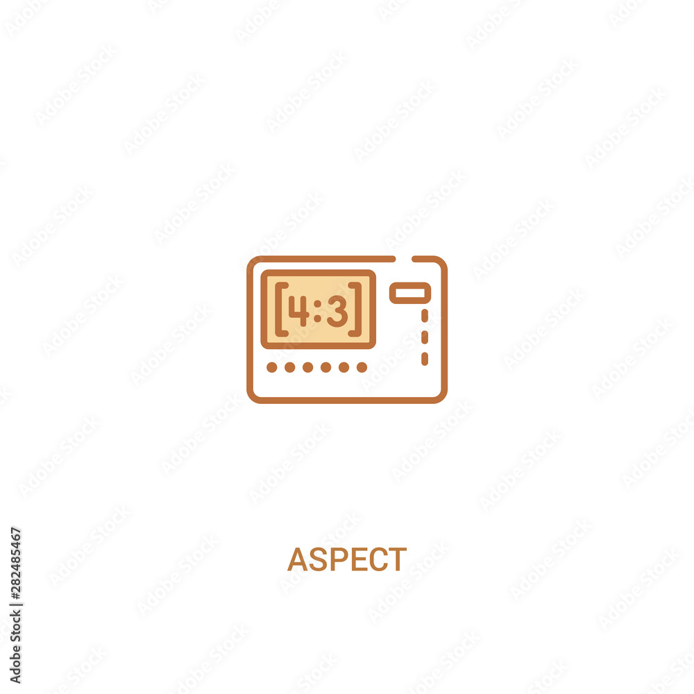 Poster aspect concept 2 colored icon. simple line element illustration. outline brown aspect symbol. can be