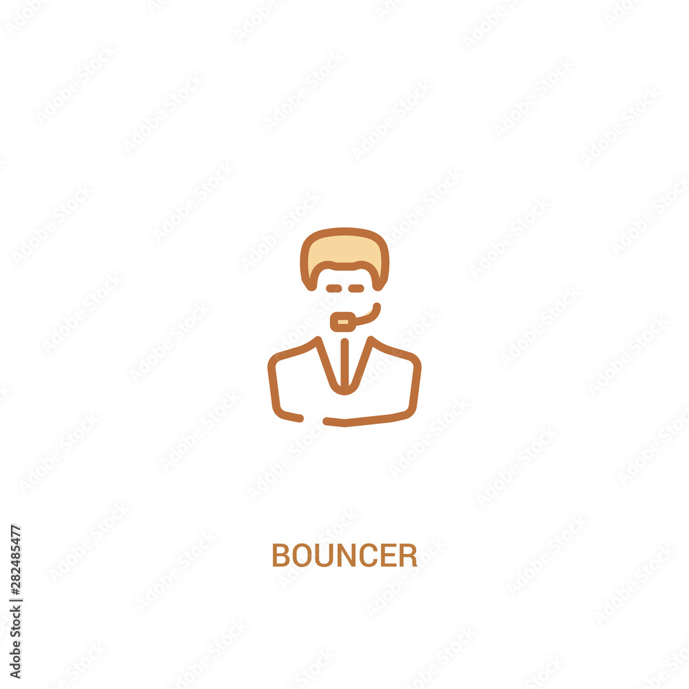 Poster bouncer concept 2 colored icon. simple line element illustration. outline brown bouncer symbol. can 