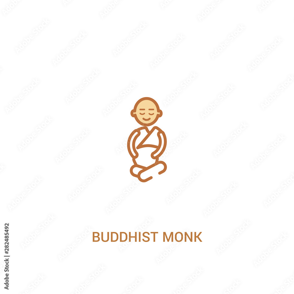 Poster buddhist monk concept 2 colored icon. simple line element illustration. outline brown buddhist monk 