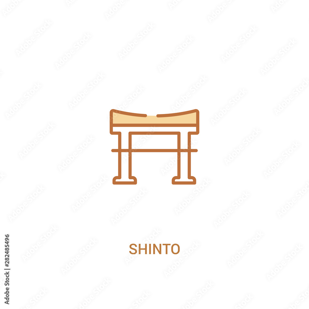 Poster shinto concept 2 colored icon. simple line element illustration. outline brown shinto symbol. can be