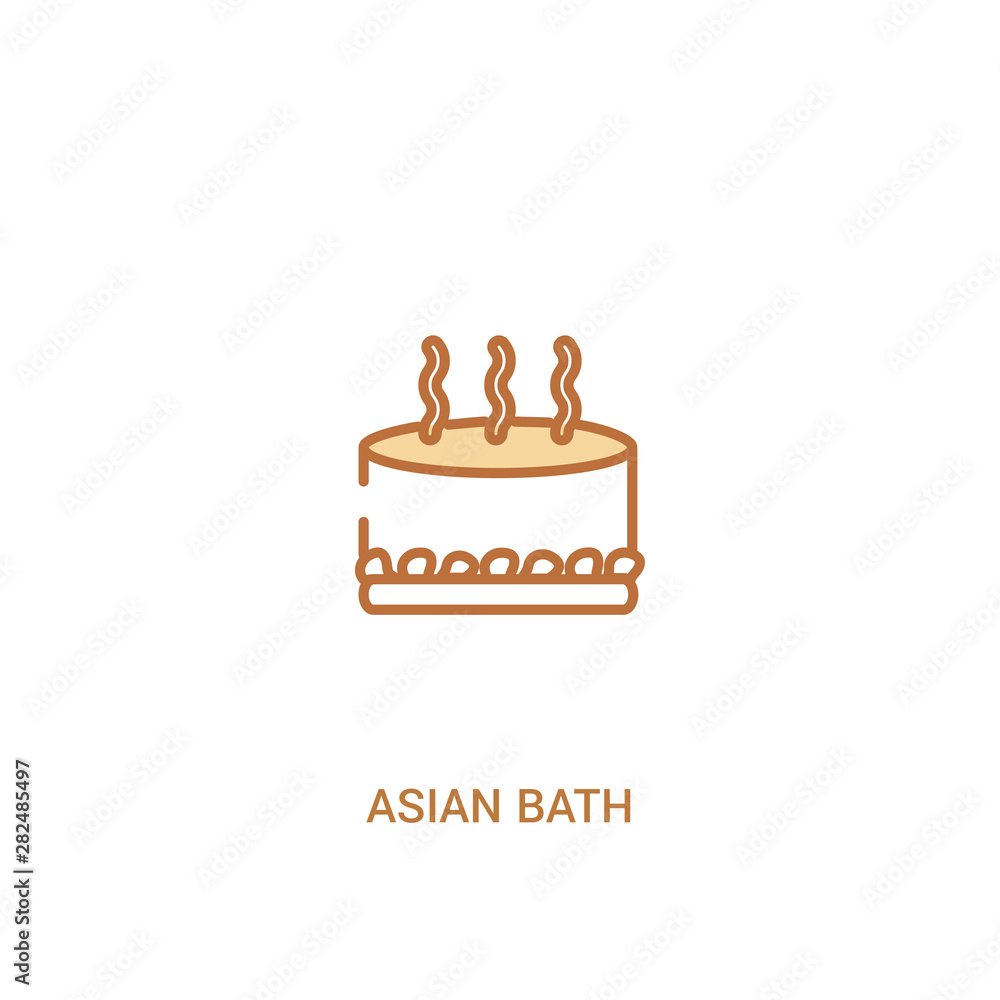 Poster asian bath concept 2 colored icon. simple line element illustration. outline brown asian bath symbol