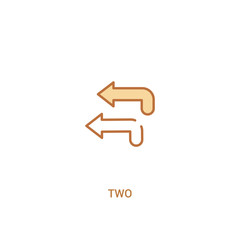 two concept 2 colored icon. simple line element illustration. outline brown two symbol. can be used for web and mobile ui/ux.