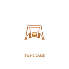 swing game concept 2 colored icon. simple line element illustration. outline brown swing game symbol. can be used for web and mobile ui/ux.