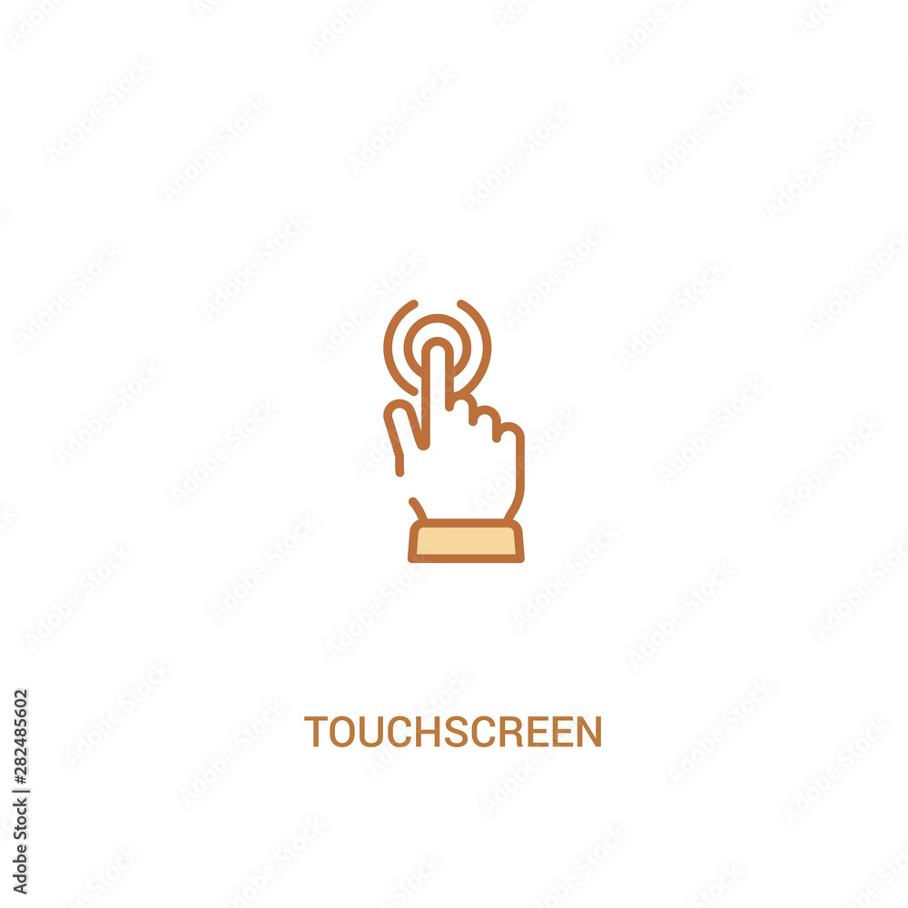 Poster touchscreen concept 2 colored icon. simple line element illustration. outline brown touchscreen symb
