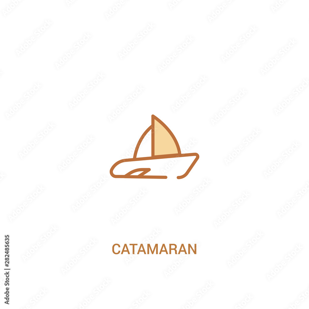 Poster catamaran concept 2 colored icon. simple line element illustration. outline brown catamaran symbol. 