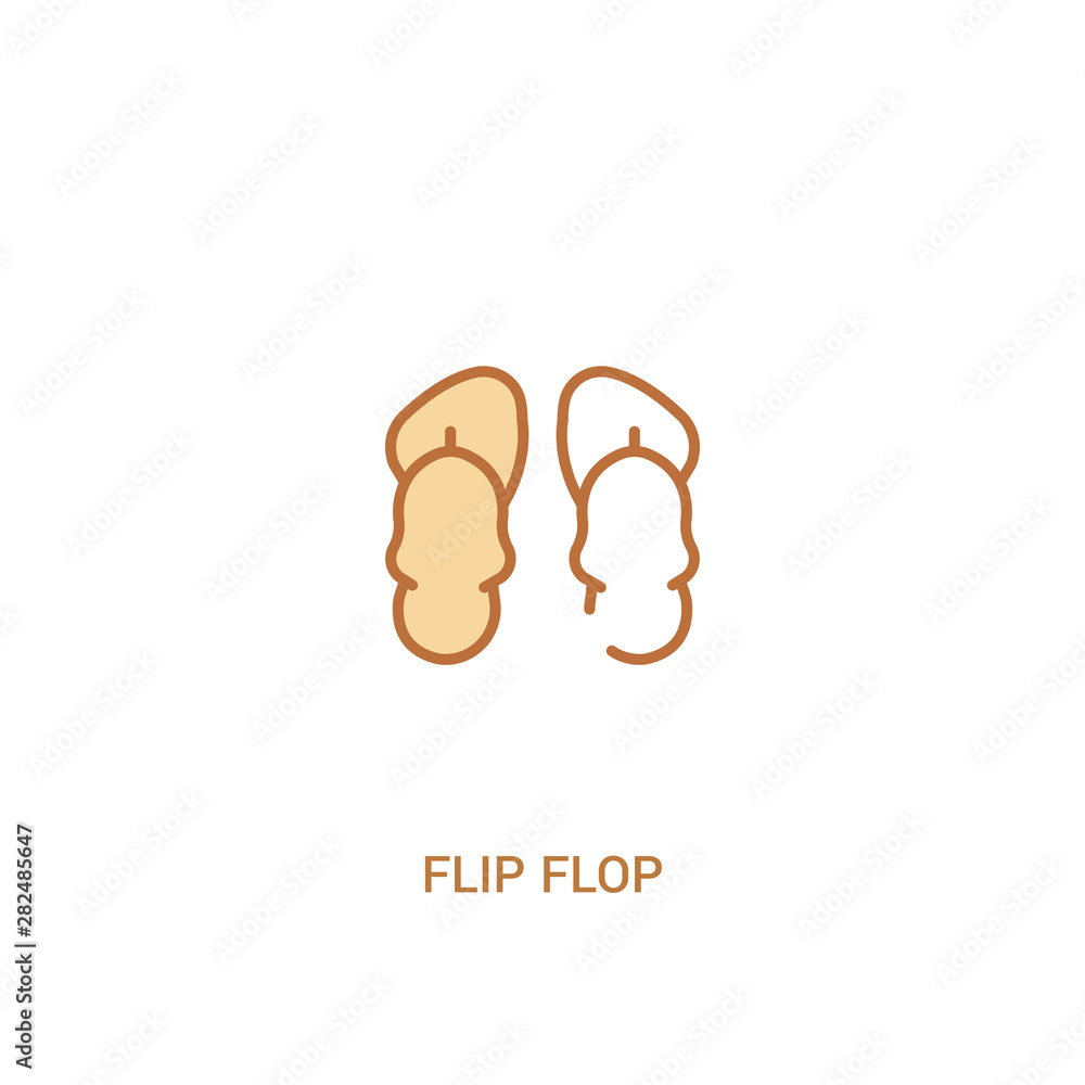 Poster flip flop concept 2 colored icon. simple line element illustration. outline brown flip flop symbol. 