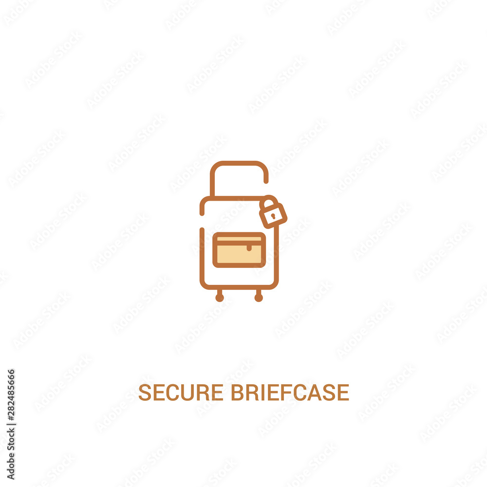 Poster secure briefcase concept 2 colored icon. simple line element illustration. outline brown secure brie