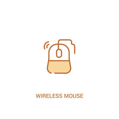 wireless mouse concept 2 colored icon. simple line element illustration. outline brown wireless mouse symbol. can be used for web and mobile ui/ux.