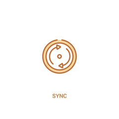 sync concept 2 colored icon. simple line element illustration. outline brown sync symbol. can be used for web and mobile ui/ux.