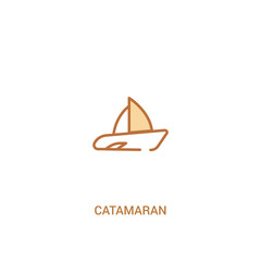 catamaran concept 2 colored icon. simple line element illustration. outline brown catamaran symbol. can be used for web and mobile ui/ux.