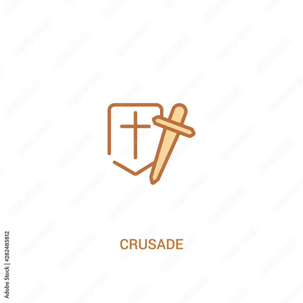 Poster crusade concept 2 colored icon. simple line element illustration. outline brown crusade symbol. can 