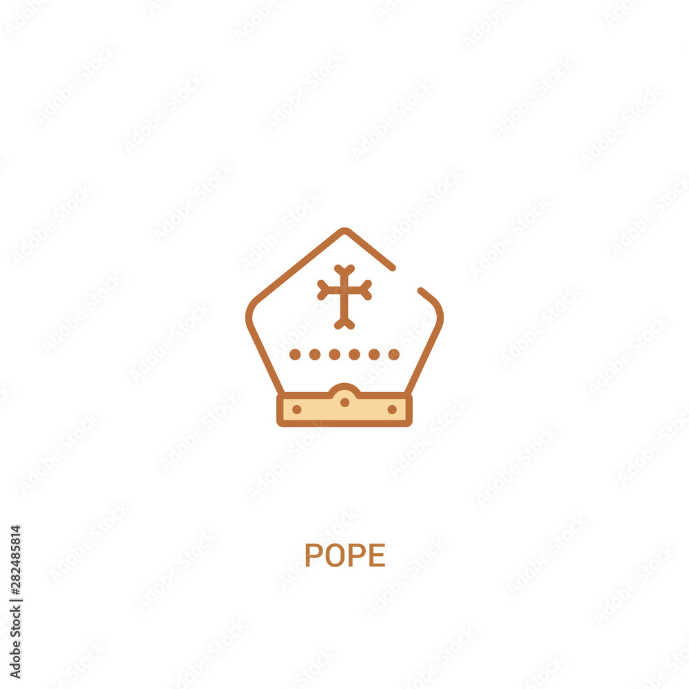 Poster pope concept 2 colored icon. simple line element illustration. outline brown pope symbol. can be use