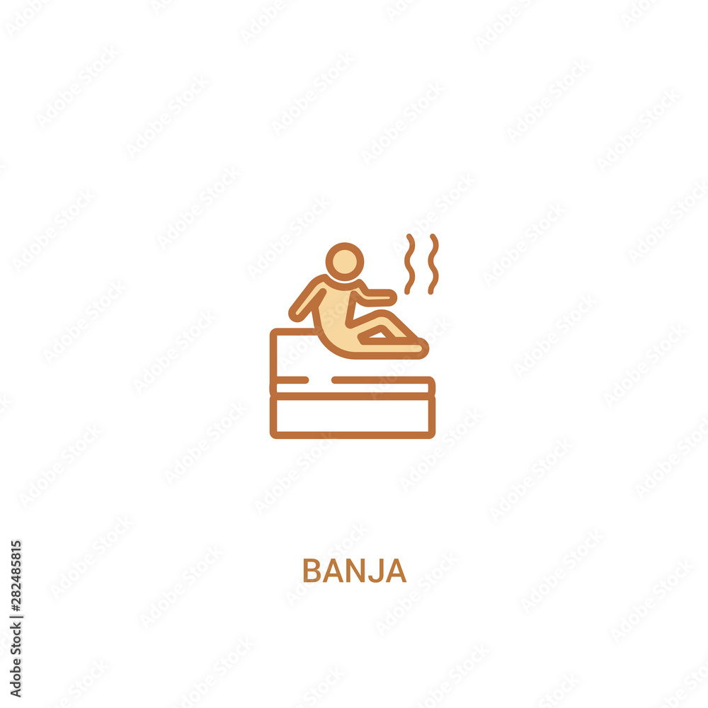 Poster banja concept 2 colored icon. simple line element illustration. outline brown banja symbol. can be u