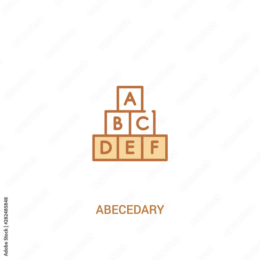 Poster abecedary concept 2 colored icon. simple line element illustration. outline brown abecedary symbol. 