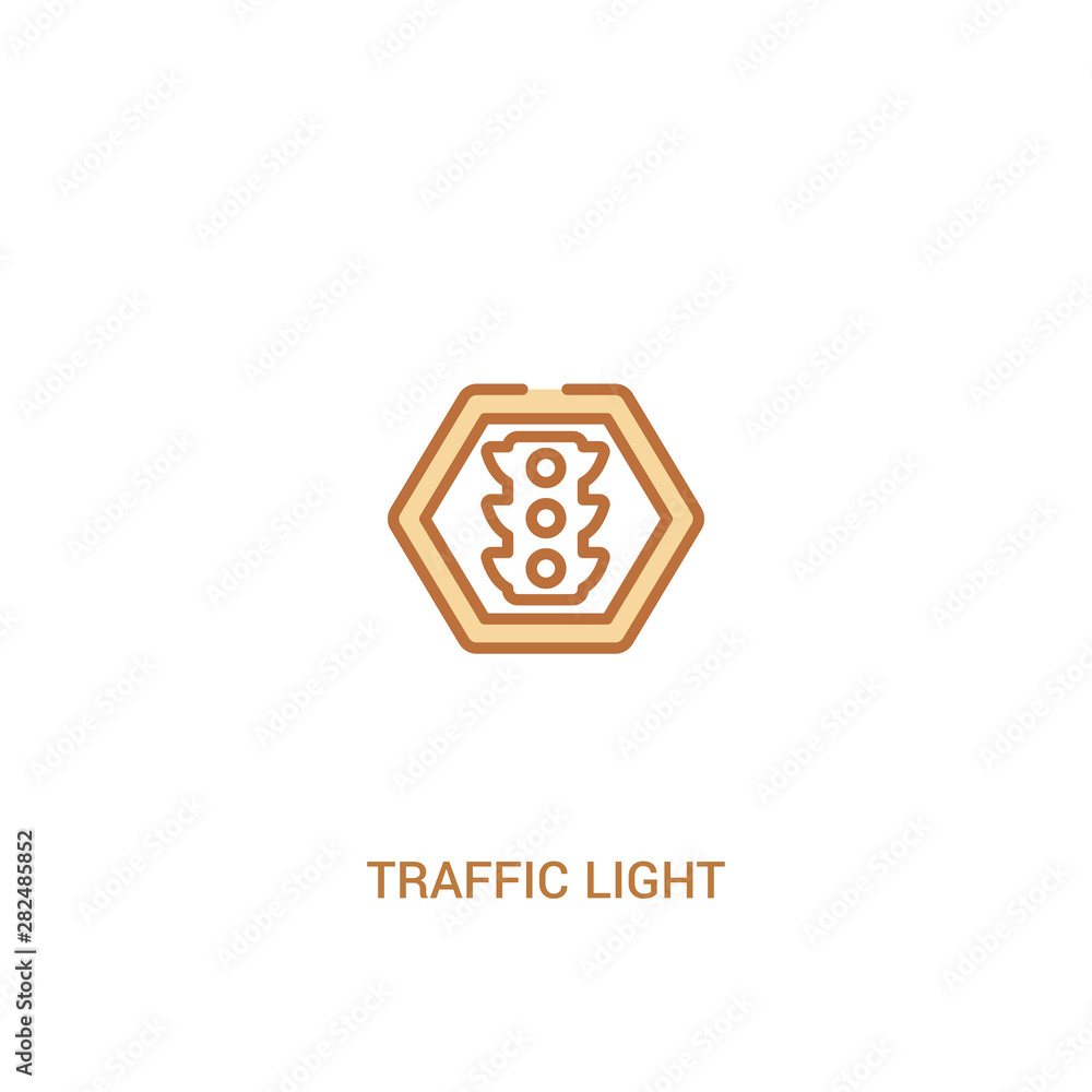 Aufkleber traffic light concept 2 colored icon. simple line element illustration. outline brown traffic light 