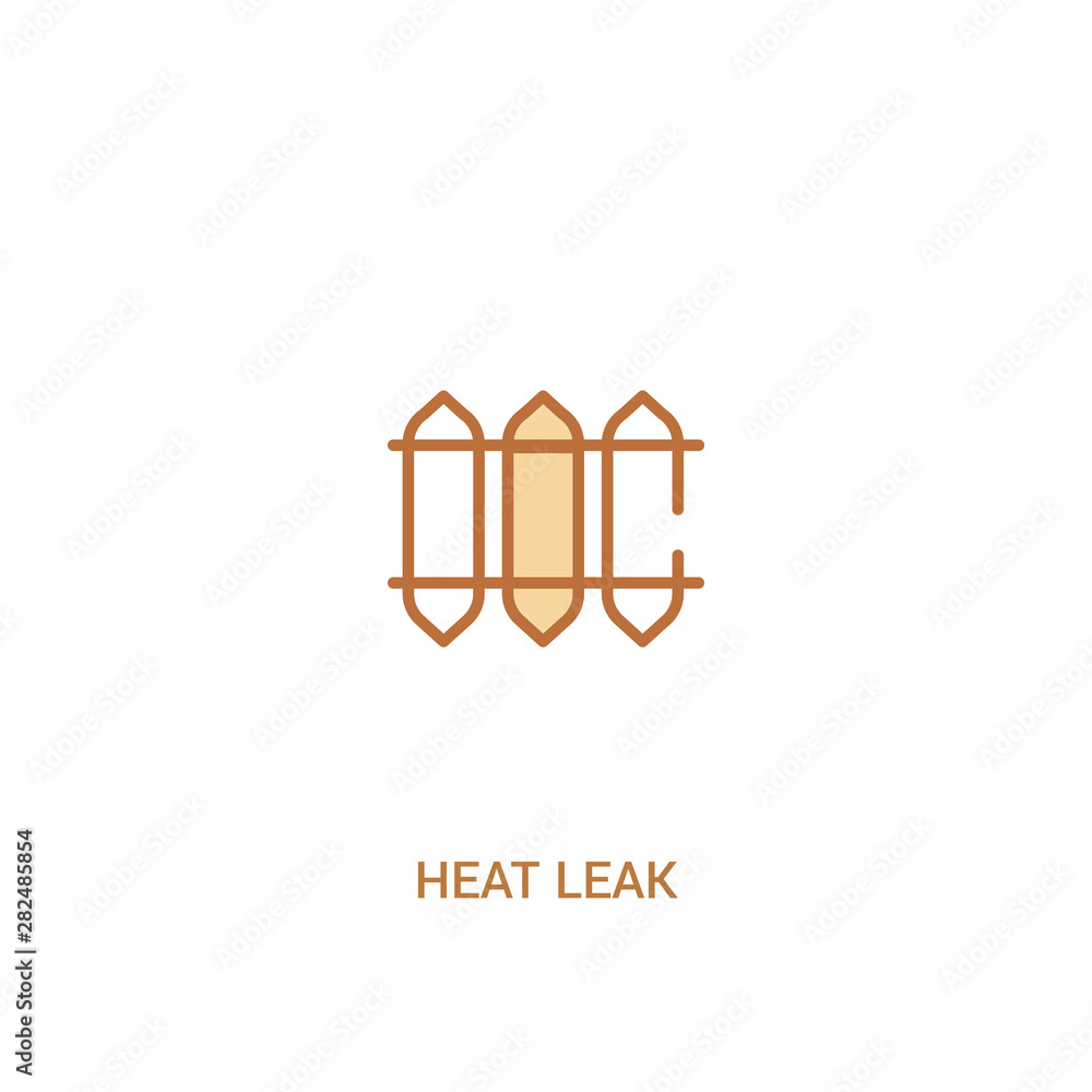 Poster heat leak concept 2 colored icon. simple line element illustration. outline brown heat leak symbol. 