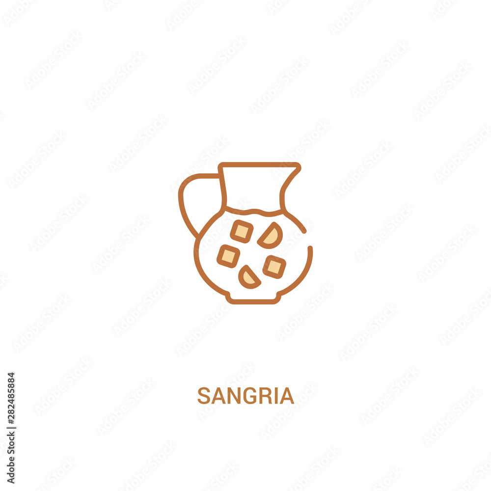 Poster sangria concept 2 colored icon. simple line element illustration. outline brown sangria symbol. can 