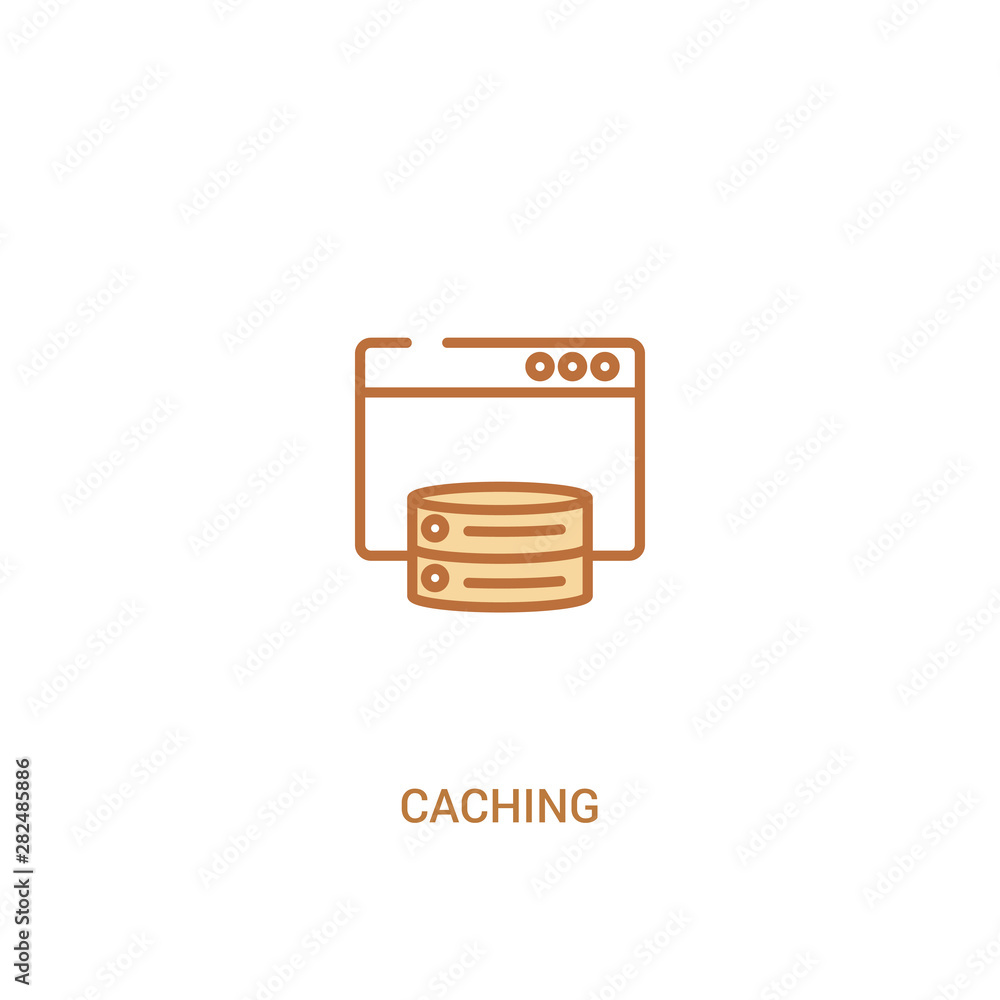 Poster caching concept 2 colored icon. simple line element illustration. outline brown caching symbol. can 