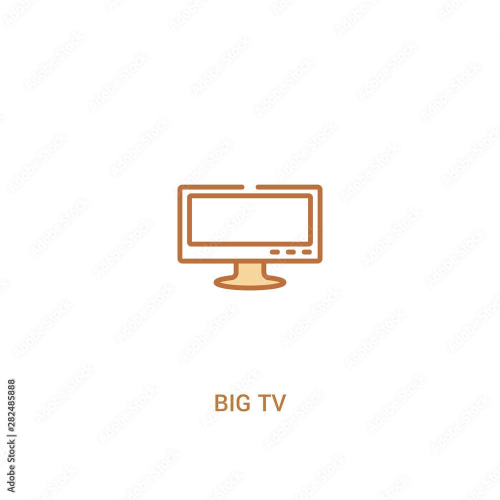 Poster big tv concept 2 colored icon. simple line element illustration. outline brown big tv symbol. can be
