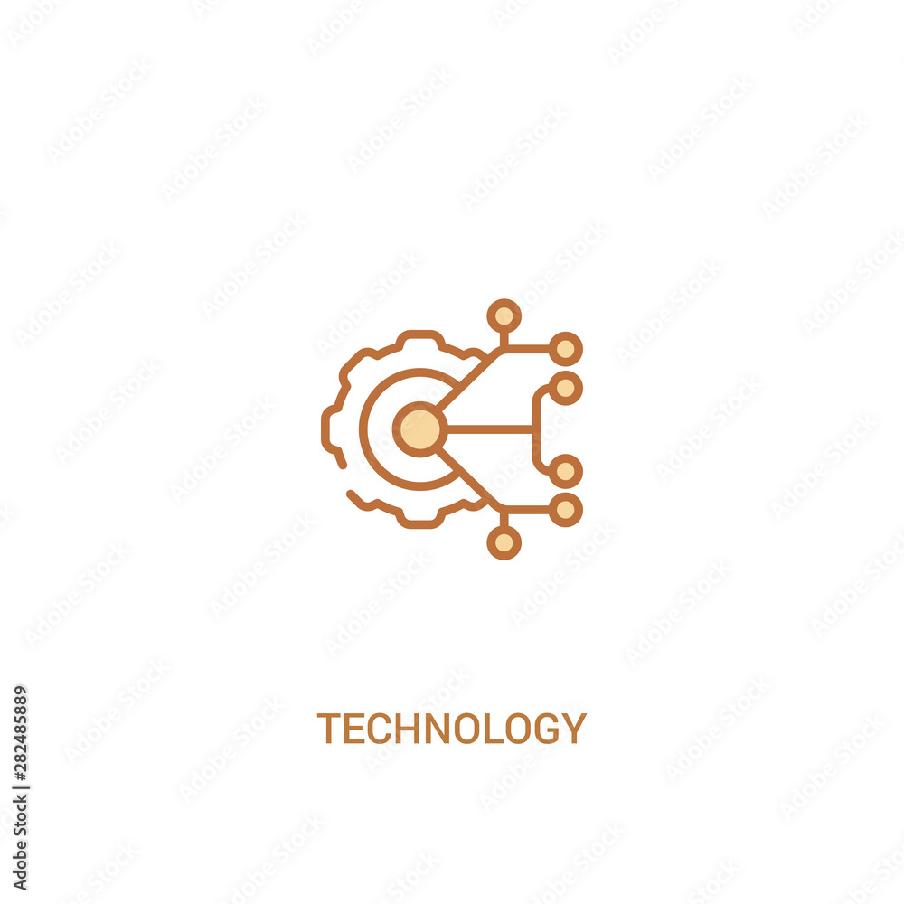 Poster technology concept 2 colored icon. simple line element illustration. outline brown technology symbol
