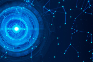 ai robotic circle cyber abstract futuristic network background illustration 3d, system of data deep learning, hacker to server online