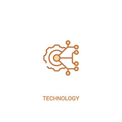 technology concept 2 colored icon. simple line element illustration. outline brown technology symbol. can be used for web and mobile ui/ux.