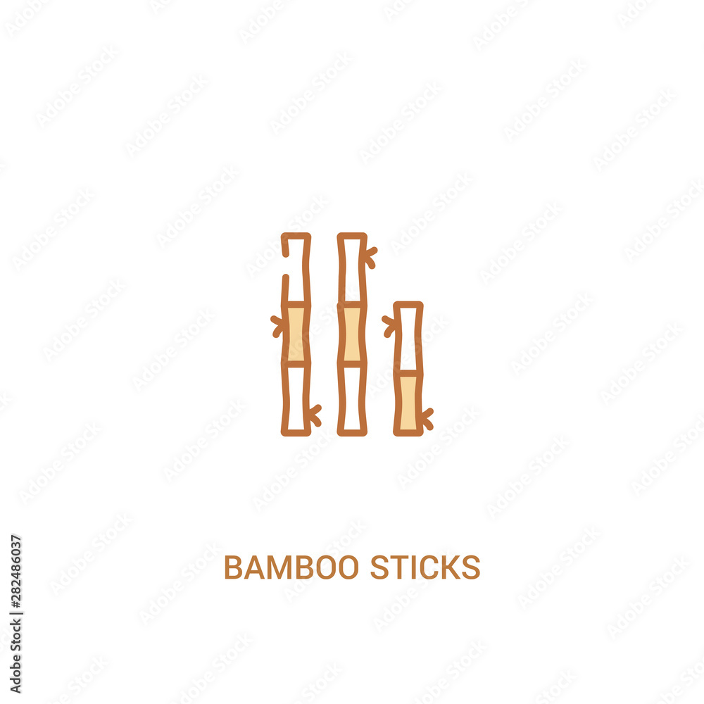 Poster bamboo sticks concept 2 colored icon. simple line element illustration. outline brown bamboo sticks 