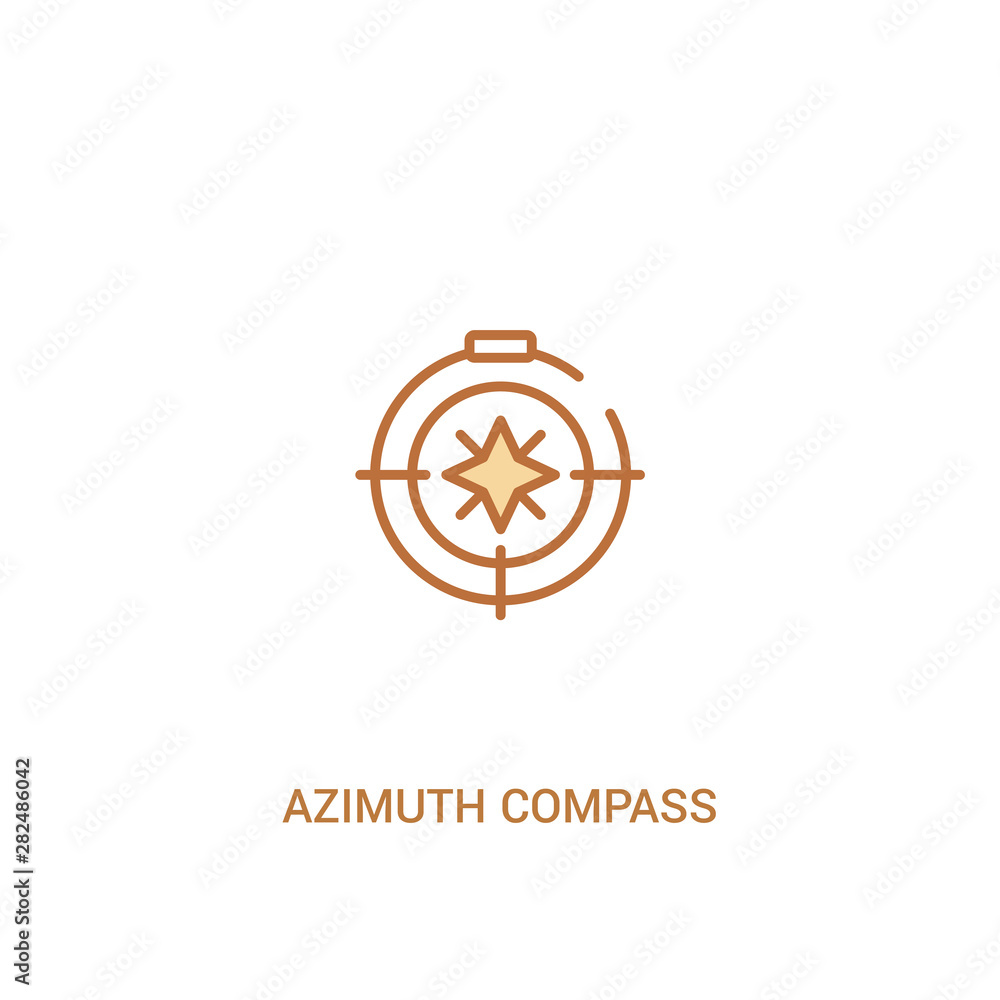 Poster azimuth compass concept 2 colored icon. simple line element illustration. outline brown azimuth comp