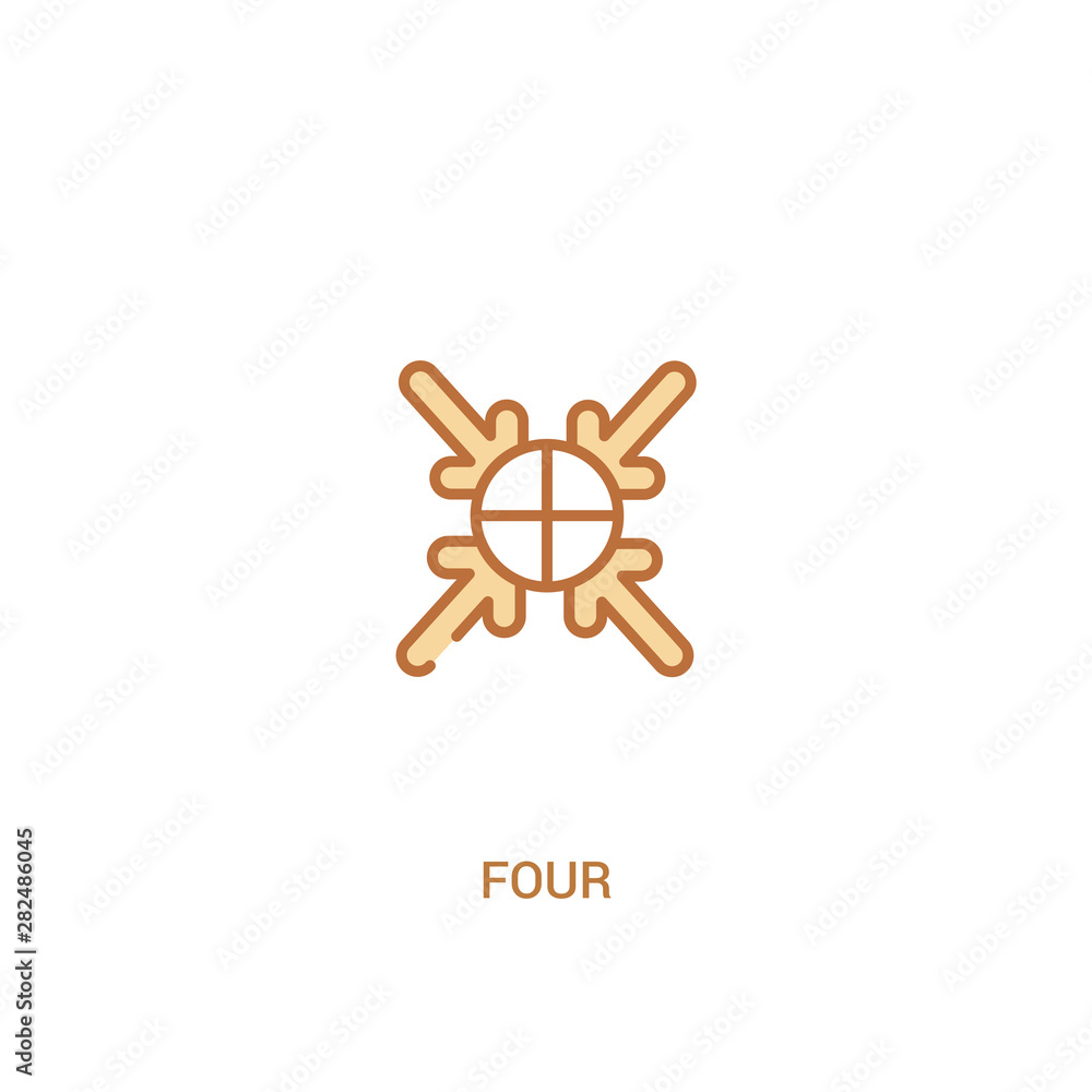 Poster four concept 2 colored icon. simple line element illustration. outline brown four symbol. can be use