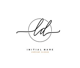 L D LD Beauty vector initial logo, handwriting logo of initial signature, wedding, fashion, jewerly, boutique, floral and botanical with creative template for any company or business.