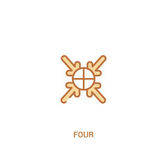 four concept 2 colored icon. simple line element illustration. outline brown four symbol. can be used for web and mobile ui/ux.