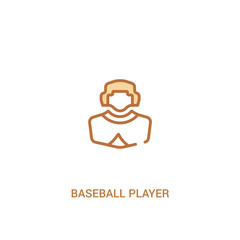 baseball player concept 2 colored icon. simple line element illustration. outline brown baseball player symbol. can be used for web and mobile ui/ux.